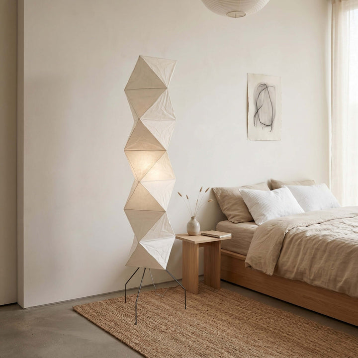 Tall Washi Paper Floor Lamp nightstand lifestyle