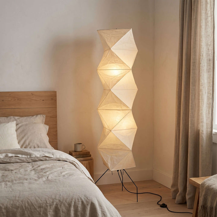 Tall Washi Paper Floor Lamp bedside lifestyle