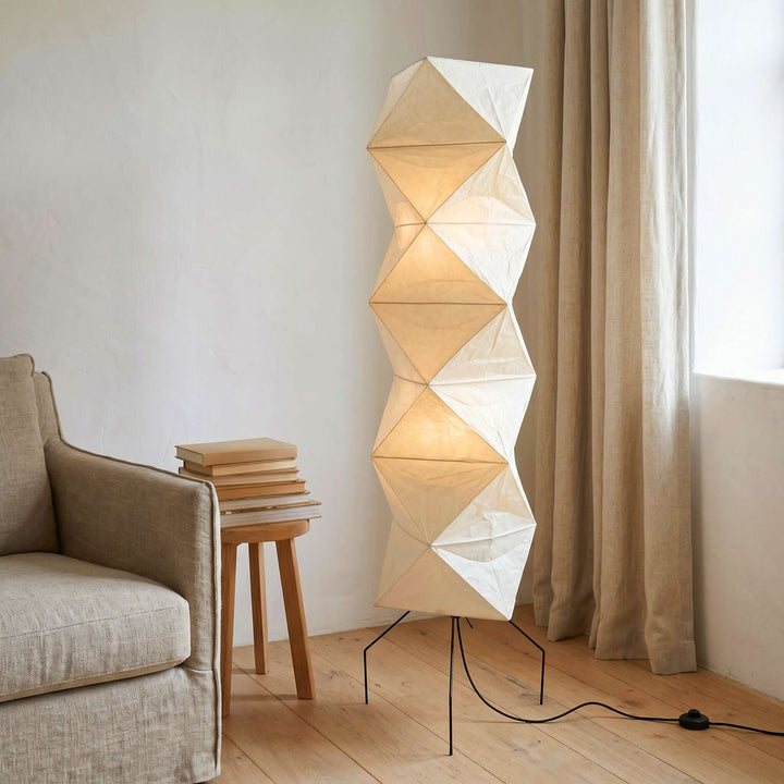 Tall Washi Paper Floor Lamp living room by window