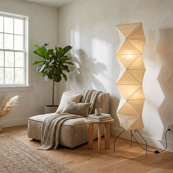 Tall Washi Paper Floor Lamp reading nook lifestyle