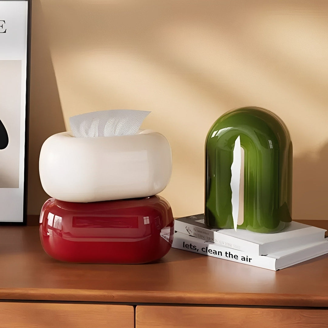 Sculpted Glossy Tissue Holder lifestyle