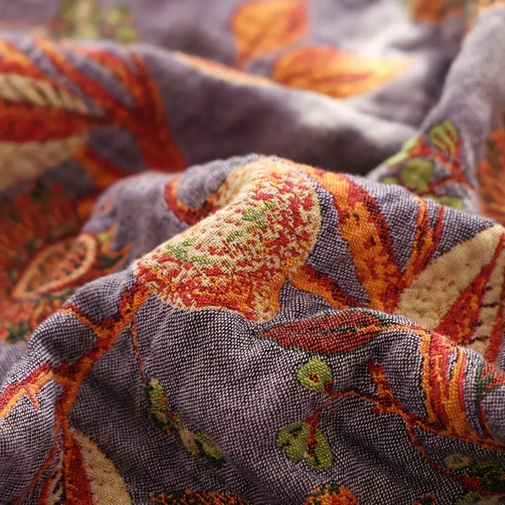 Orchid Bloom Botanical Jacquard Cotton Throw weave detail