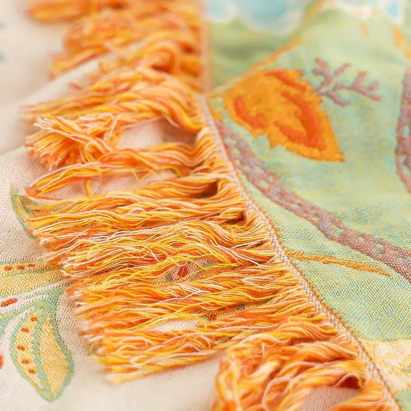Multicolor floral cotton throw blanket size options