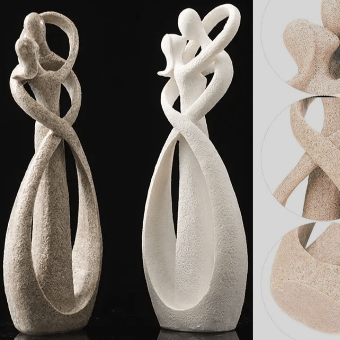 Sand and White Textured Ceramic Couple Sculpture color comparison
