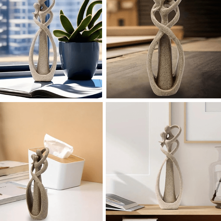 Sand Textured Ceramic Couple Sculpture lifestyle collage in home settings