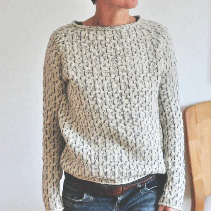 Gray Textured Knit Pullover front view