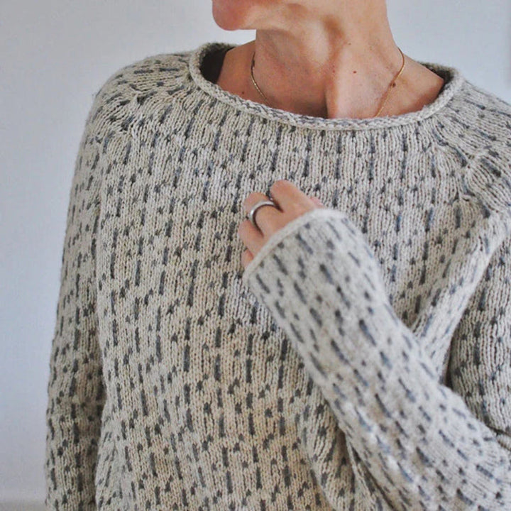 Gray Textured Knit Pullover neckline detail