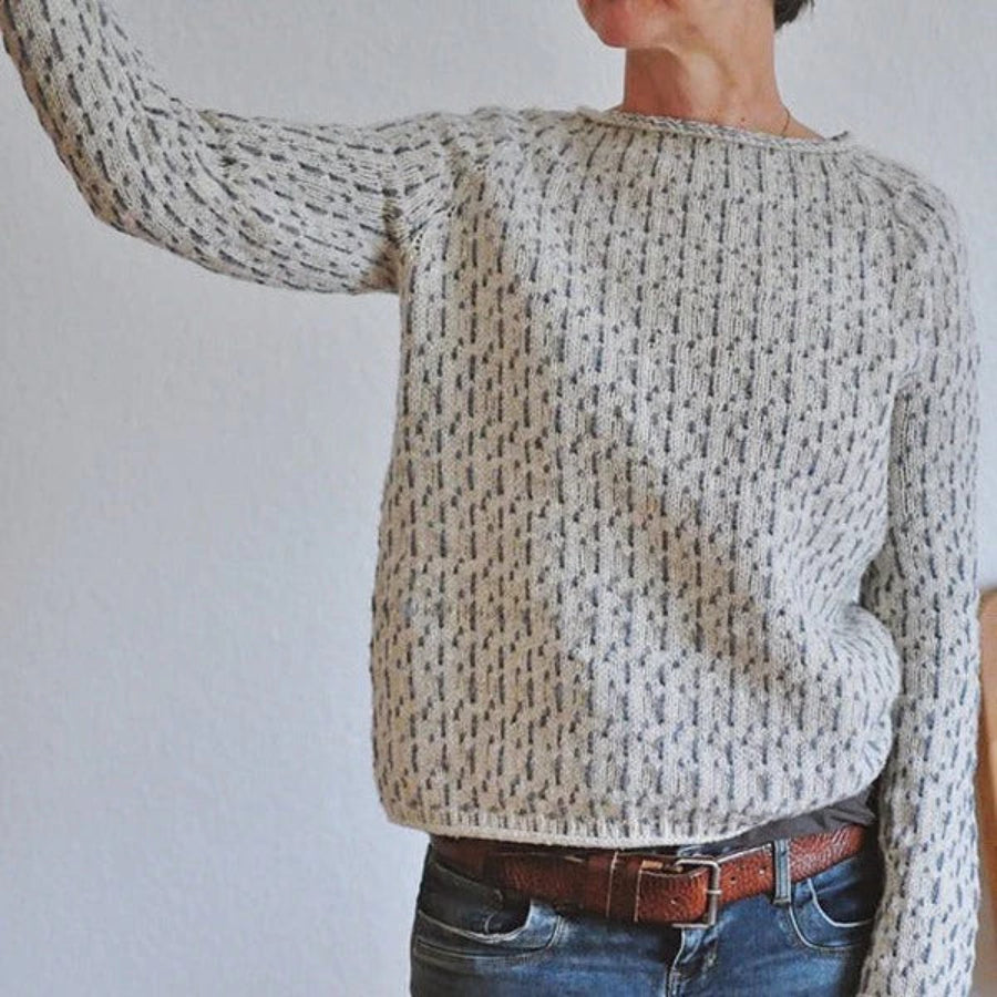 Gray Textured Knit Pullover side view