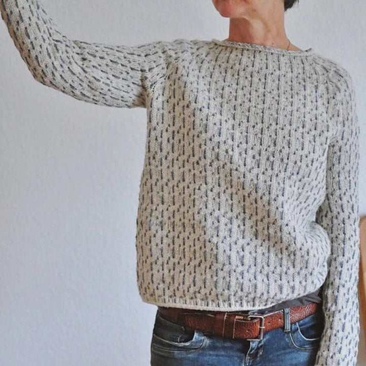 Gray Textured Knit Pullover side view
