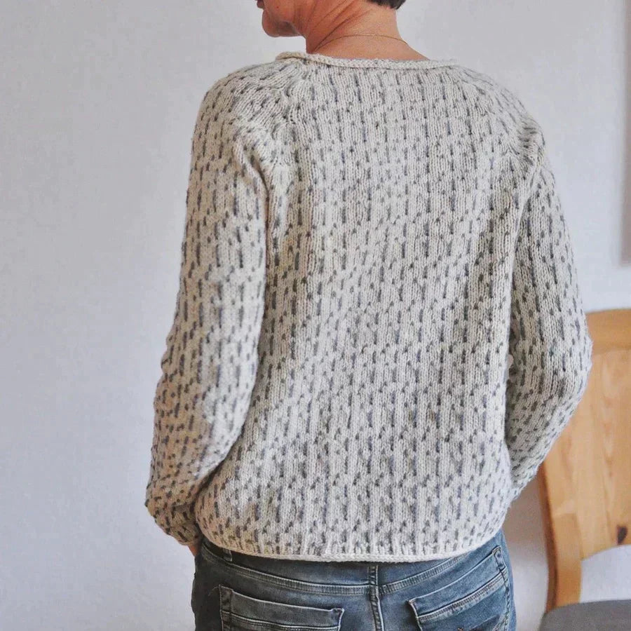 Gray Textured Knit Pullover back view