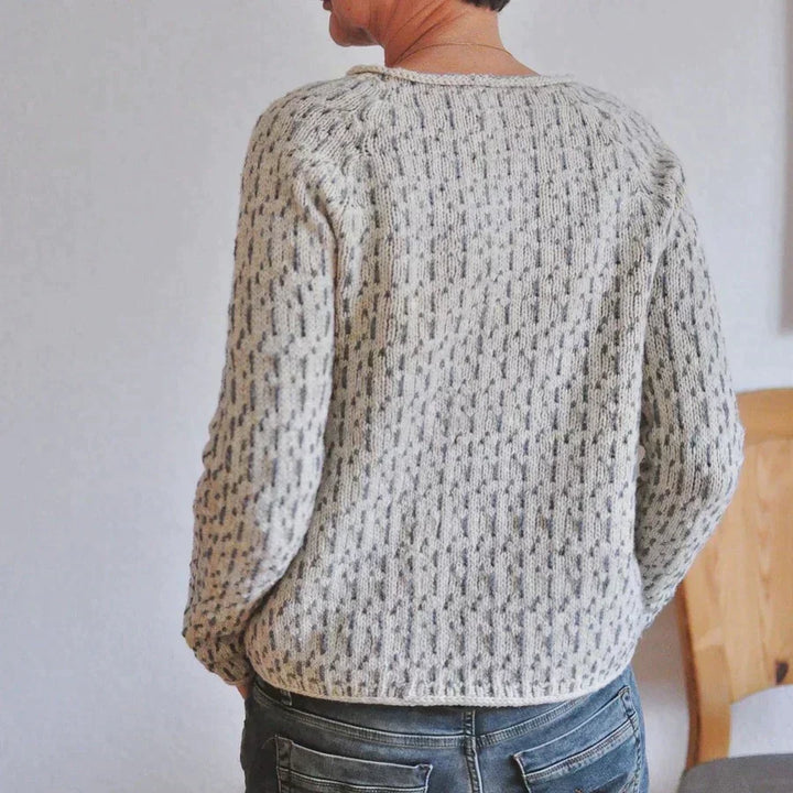Gray Textured Knit Pullover back view