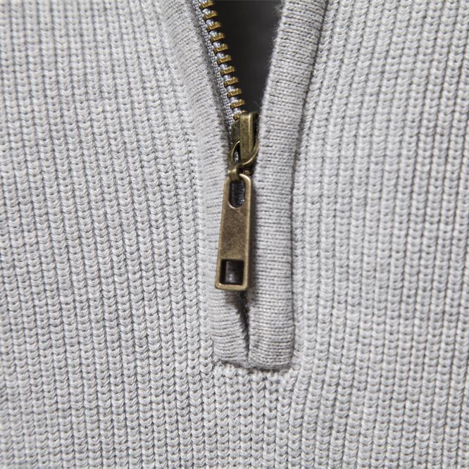 Textured Emblem Quarter Zip Sweater detail view 2