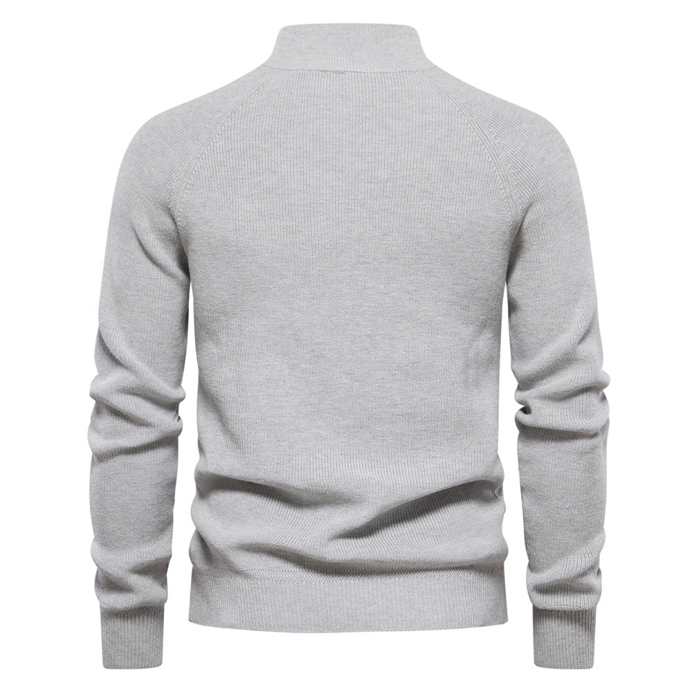 Textured Emblem Quarter Zip Sweater detail view 3
