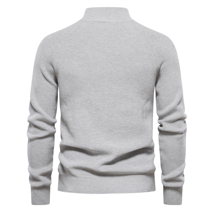 Textured Emblem Quarter Zip Sweater detail view 3