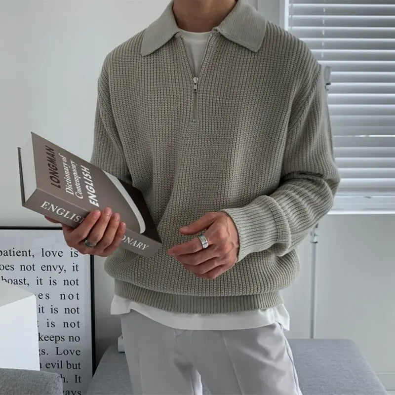 Textured Quarter Zip Sweater lifestyle 2