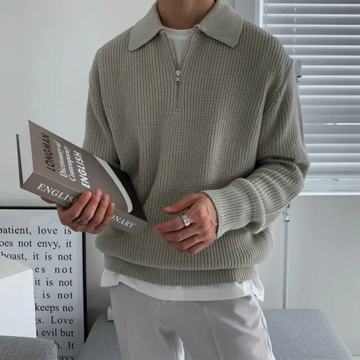 Textured Quarter Zip Sweater lifestyle 2