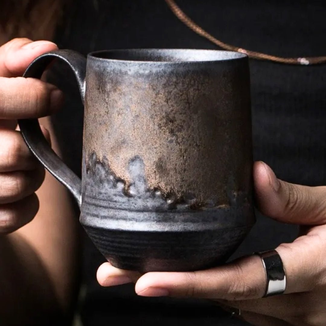 Rustic Harvest Handcrafted Ceramic Mugs: Vintage Farmhouse Style for Cozy Beverages
