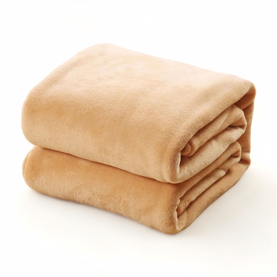 Tan Thick Microfiber Flannel Blanket front view