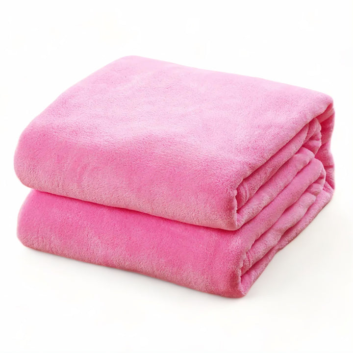 Pink Thick Microfiber Flannel Blanket front view