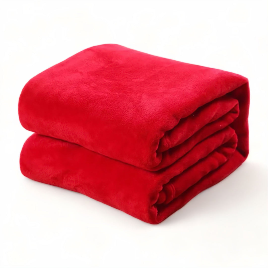 Red Thick Microfiber Flannel Blanket front view