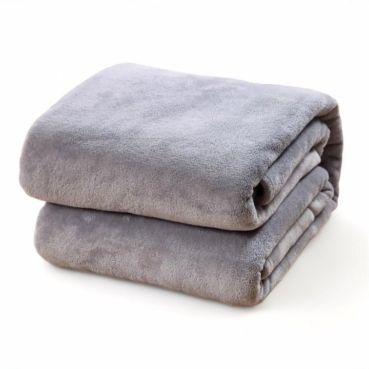 Grey Thick Microfiber Flannel Blanket front view