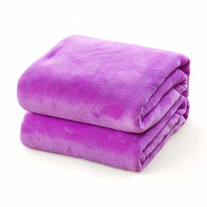 Purple Thick Microfiber Flannel Blanket front view