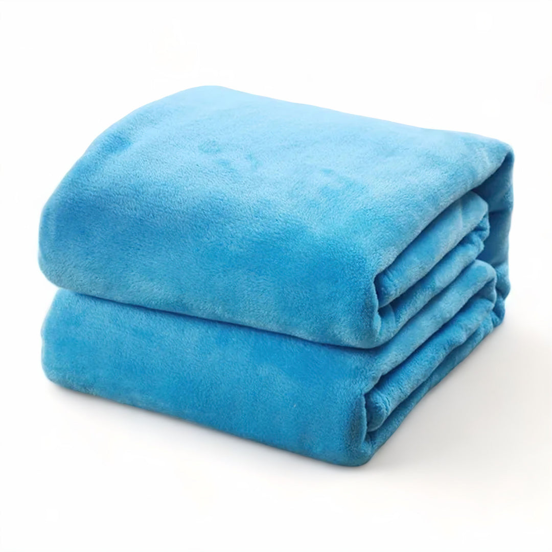 Blue Thick Microfiber Flannel Blanket front view