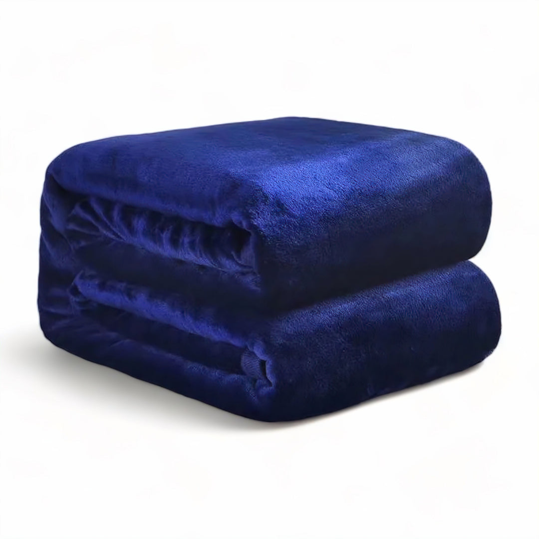 Navy Thick Microfiber Flannel Blanket front view