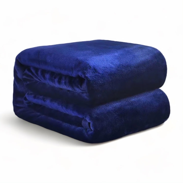 Navy Thick Microfiber Flannel Blanket front view