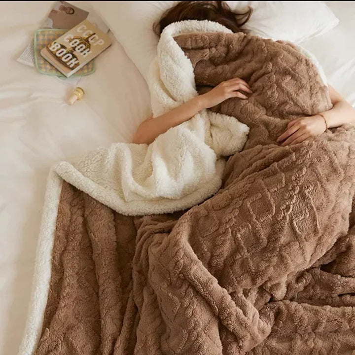 Dark Brown Thick Reversible Fleece Blanket main view