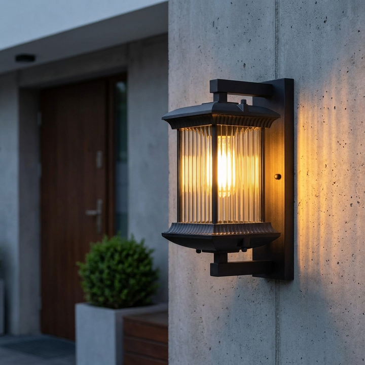 Fluted Glass Outdoor Wall Lamp