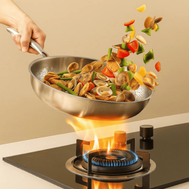 Titanium Stainless Steel Frying Pan cooking surface detail