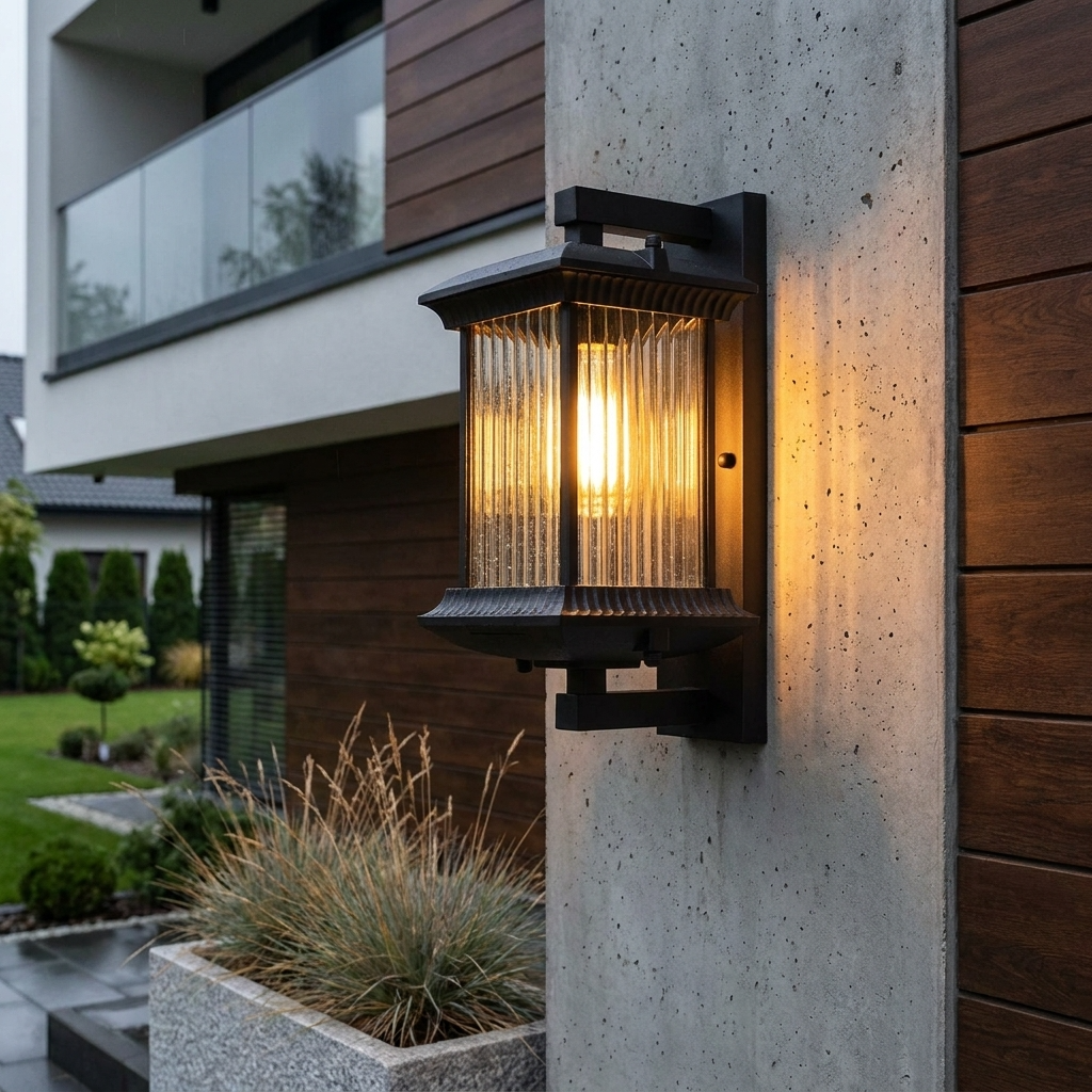Fluted Glass Outdoor Wall Lamp