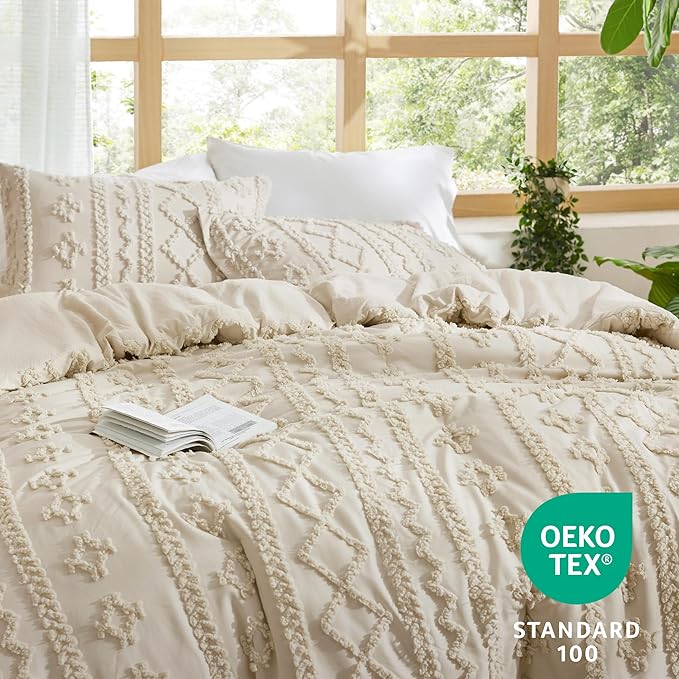 Tufted Boho Duvet Cover Set styled in a bedroom