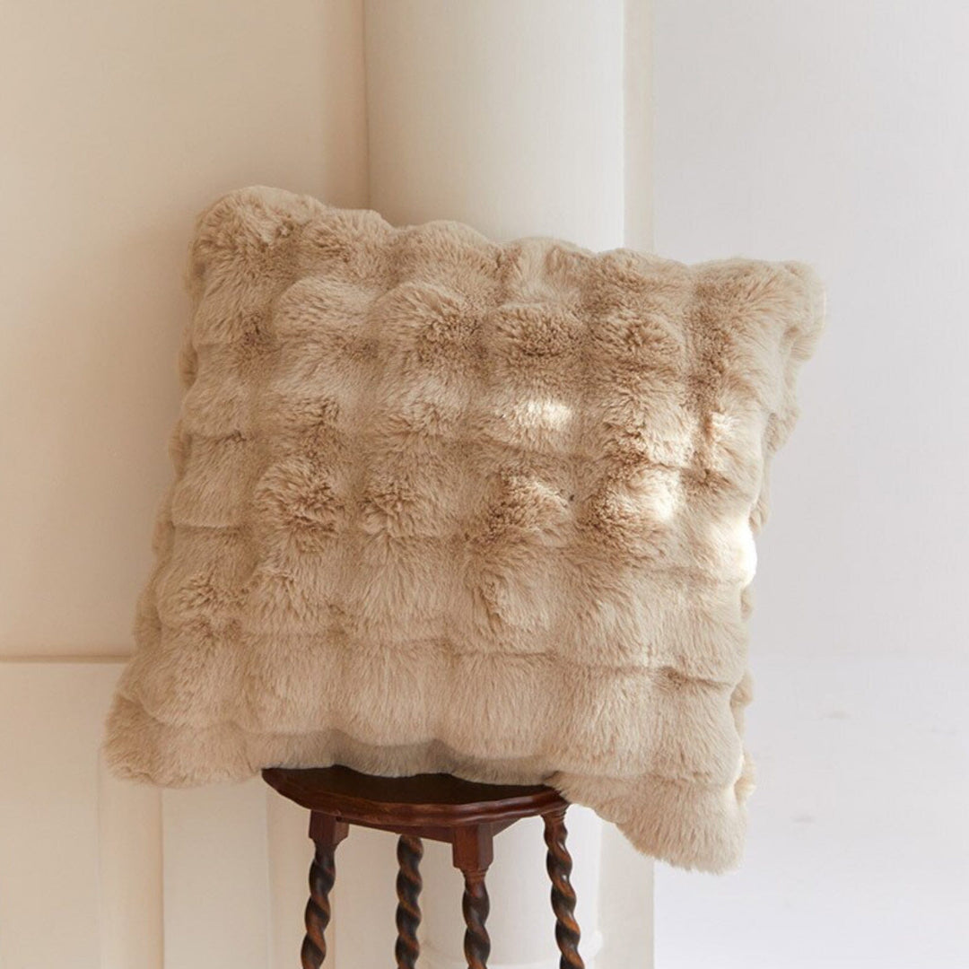 Tan Tuscan Faux Fur Cushion Cover front view