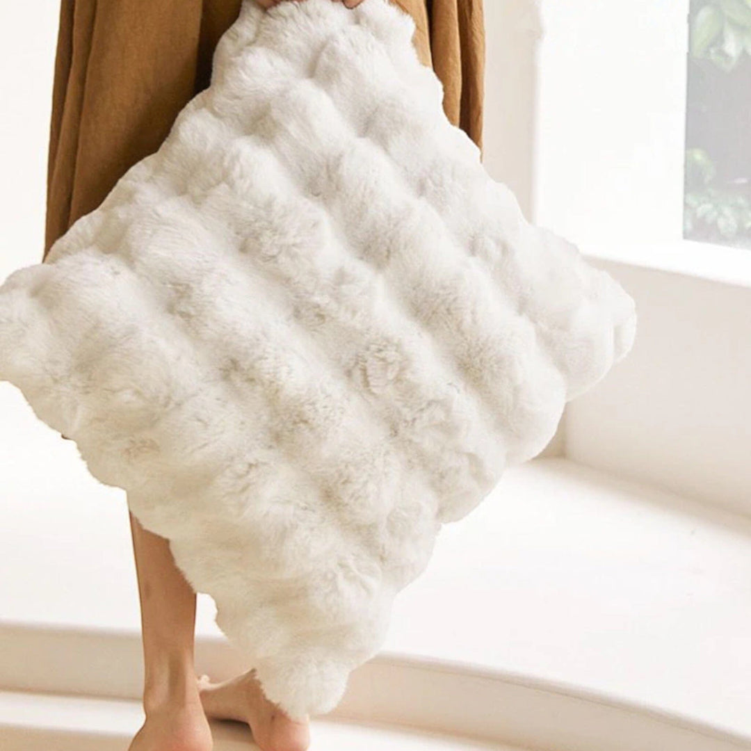 White Tuscan Faux Fur Cushion Cover front view