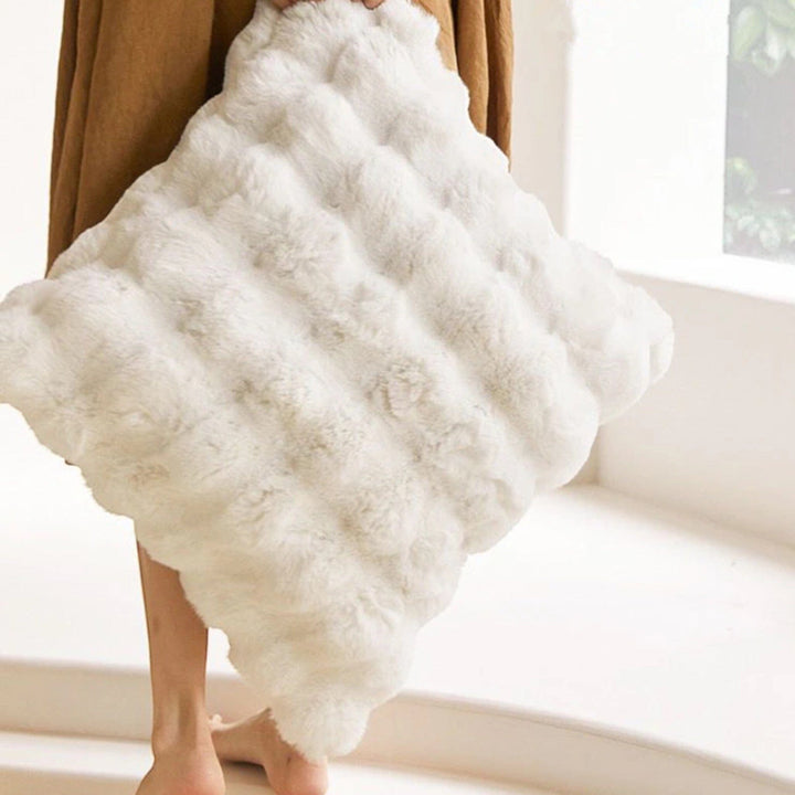 White Tuscan Faux Fur Cushion Cover front view