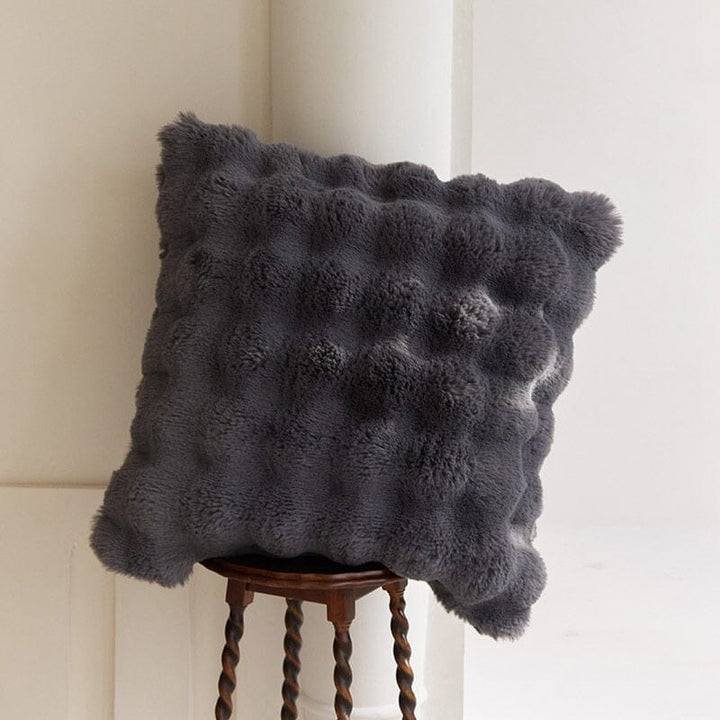Charcoal Tuscan Faux Fur Cushion Cover front view