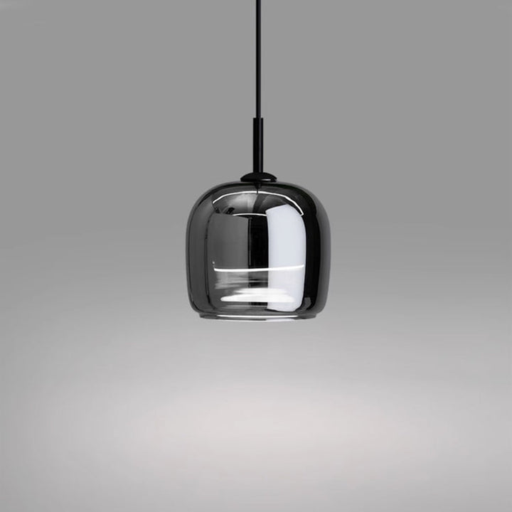 Ember Smoked Glass Pendant Light: Modern Bell-Jar Design, Warm Ambient Glow