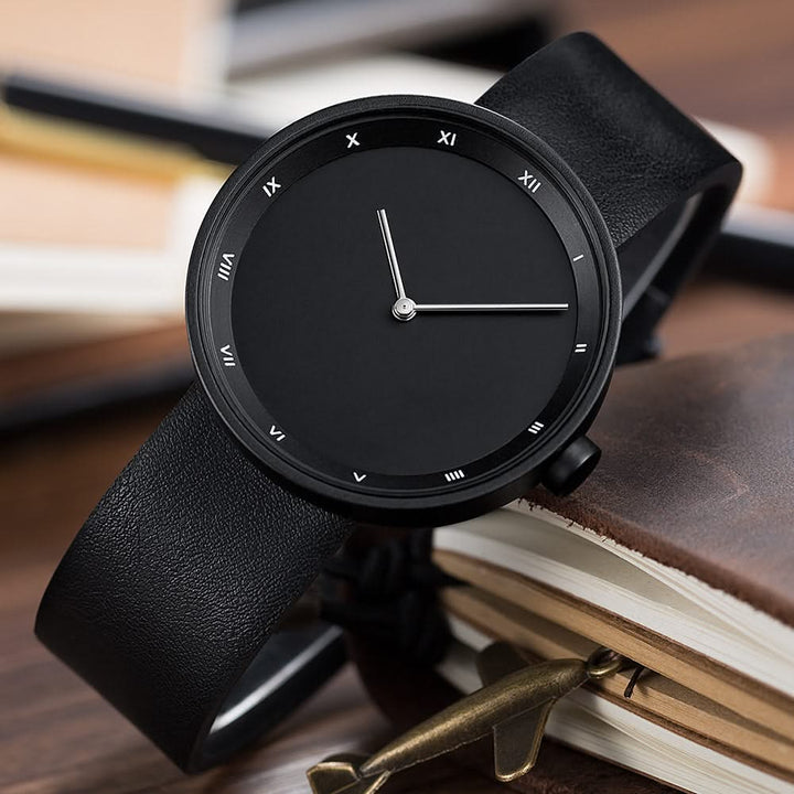 Black + Black Minimal Roman Face Watch lifestyle