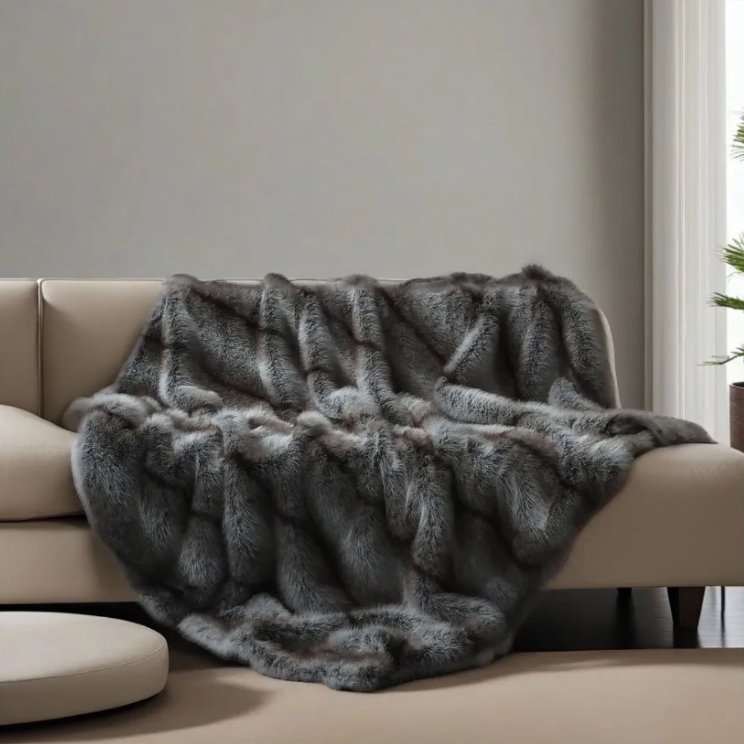Ultra-Thick Faux Fur Throw Blanket folded detail