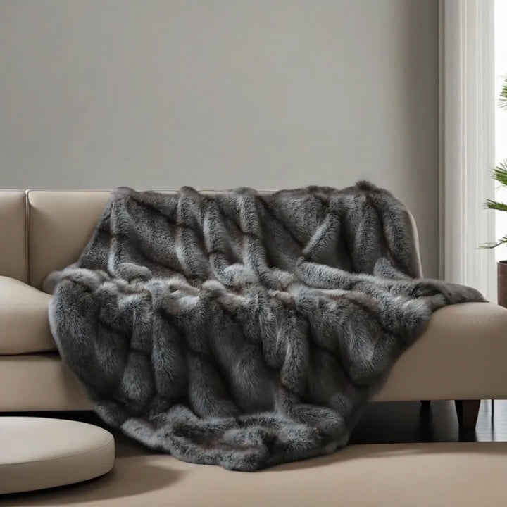 Ultra-Thick Faux Fur Throw Blanket folded detail