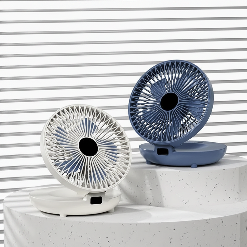 USB-Powered Foldable Desk Fan folded flat
