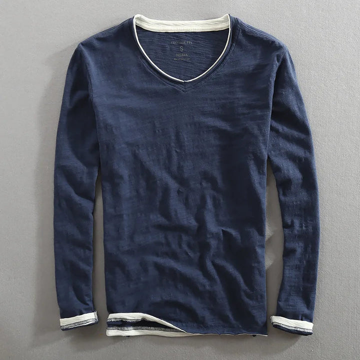 Blue V-Neck Sweatshirt front view