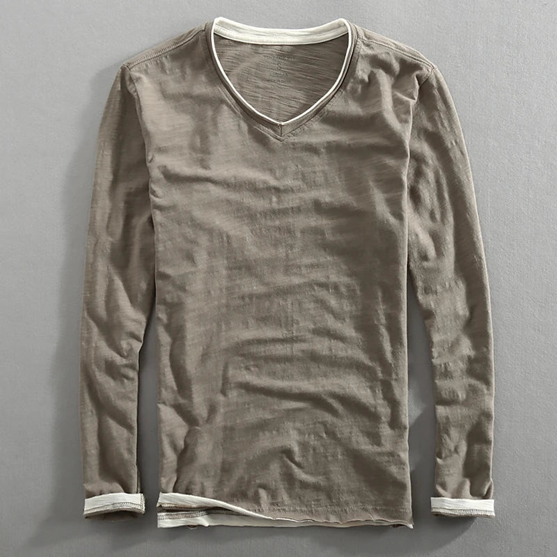 Gray V-Neck Sweatshirt detail view