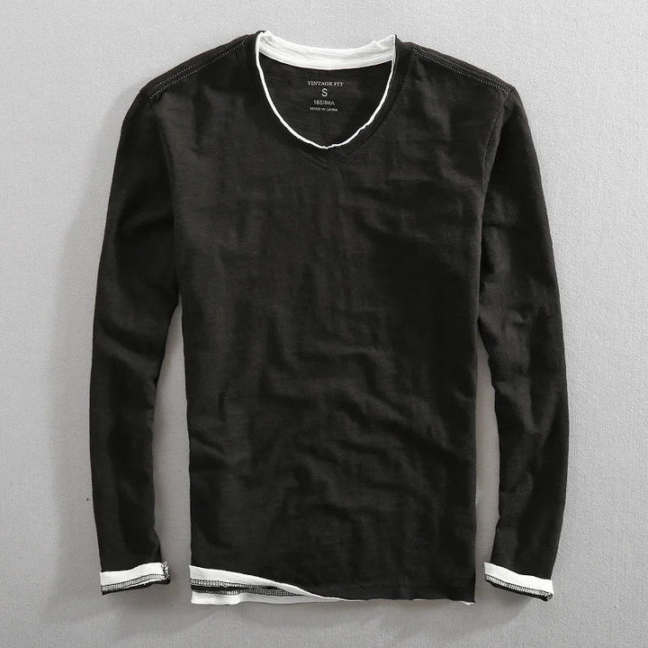 Black V-Neck Sweatshirt detail view