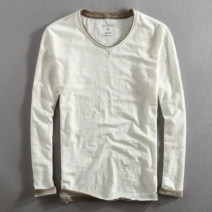 White V-Neck Sweatshirt detail view