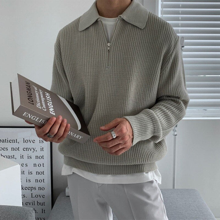 Oversized Ribbed Quarter-Zip Pullover