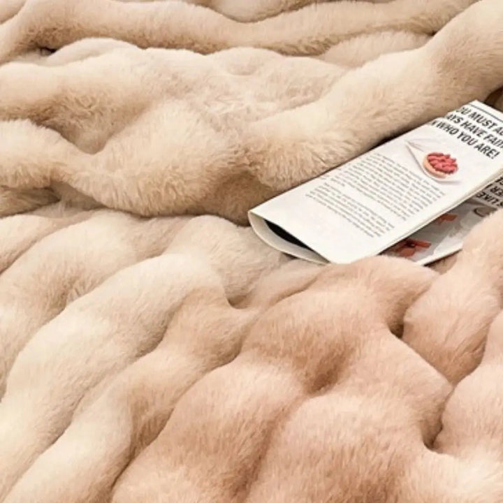 Velvet Angora Fur Throw Blanket pile texture close-up