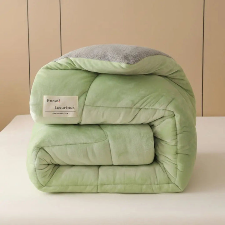 Avocado Velvet Lambswool-Lined Comforter folded view